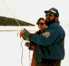 Instructor and student flying on trainer cord system.