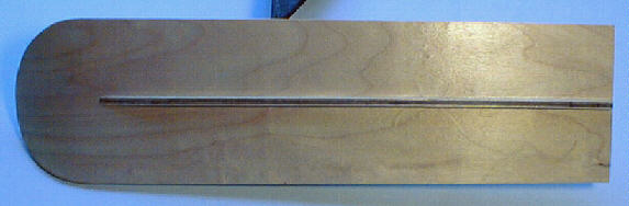 Ski bottom photo, showing keel strip